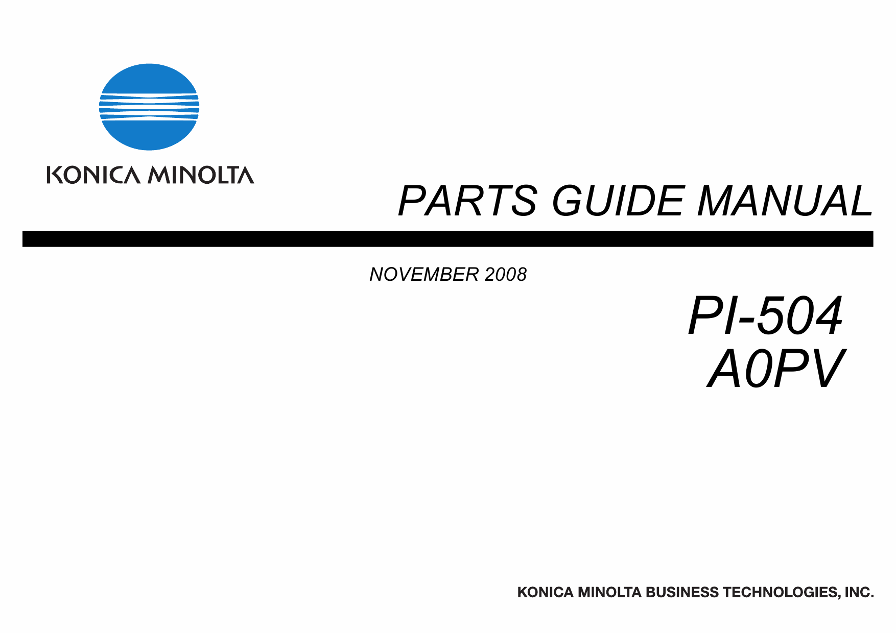 Konica-Minolta Options PI-504 A0PV Parts Manual-1